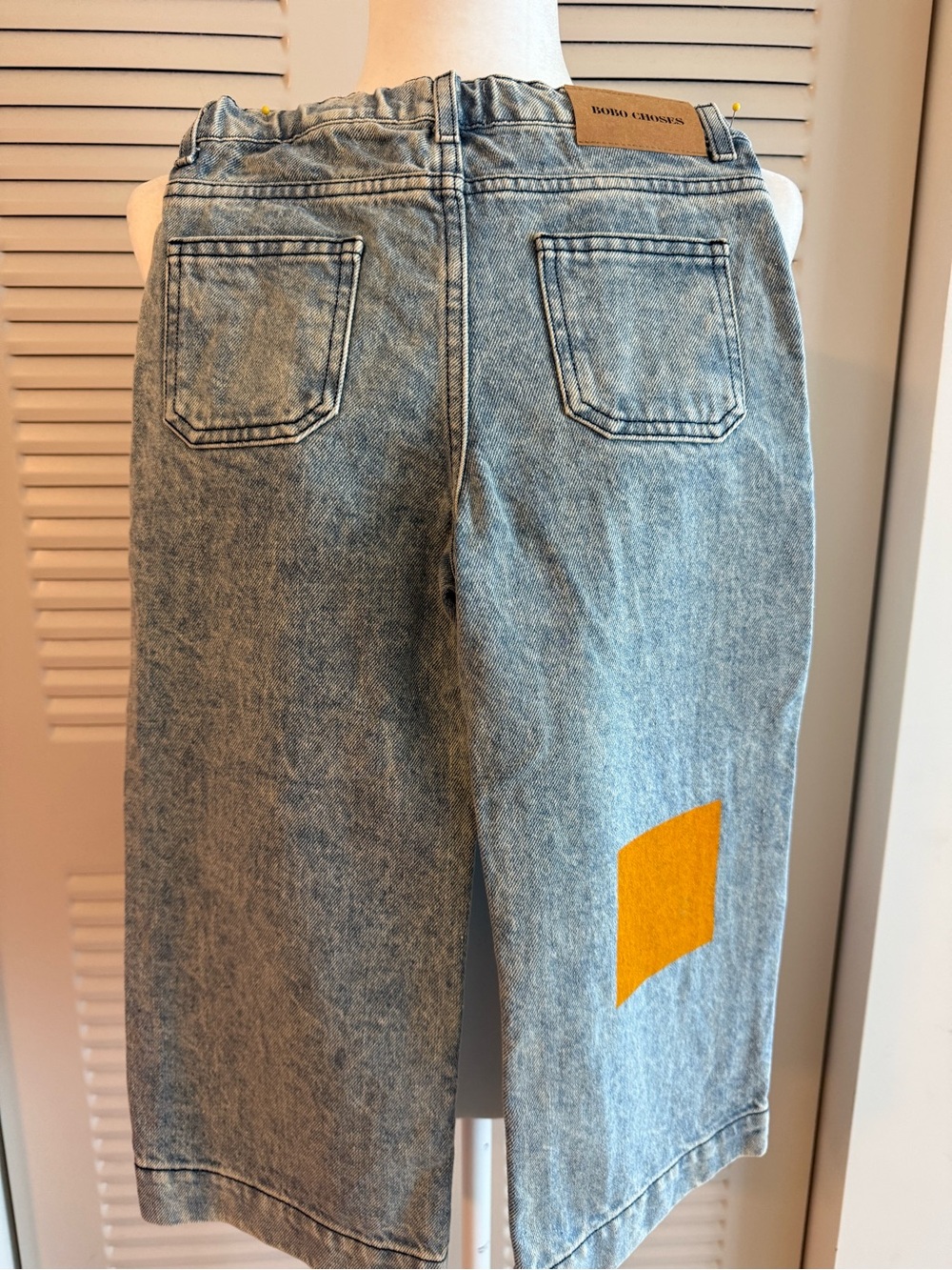 Bobo Choses Light Blue Denim Jeans with Green & Blue Patches - Picture 5 of 8